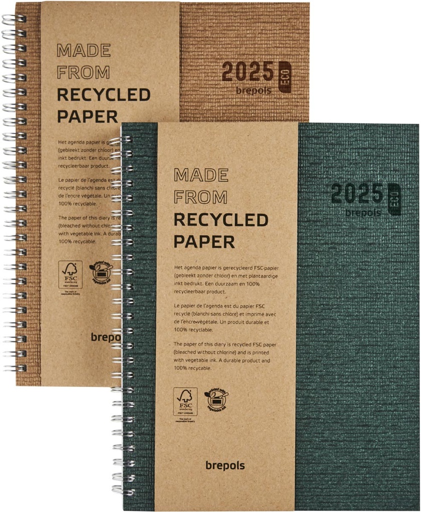 Agenda Brepols agenda Ecotiming Kazar 171x220mm zestalig assorti 2025 spiraalgebonden