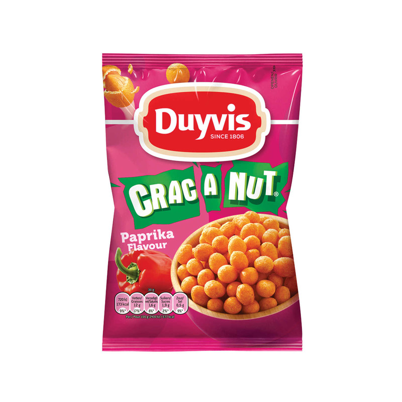 Borrelnootjes Duyvis Crac-A-Nut paprika 200gr (21 zakjes)