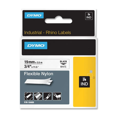 Dymo Rhino tape flex nylon 19mmx3,5m zwart/wit (18759-18489)