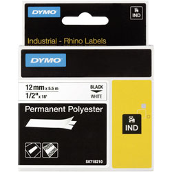 Dymo Rhino tape perm poly 12mmx3,5m zwart/wit (18764-18483)