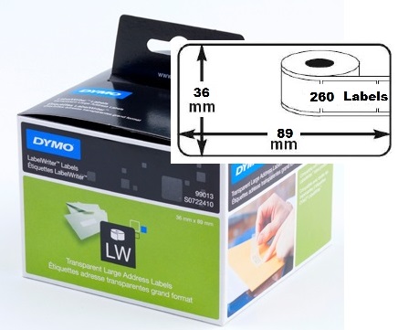 Dymo LW etiket plastic adres 89x36mm (260) (99013)