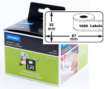 Dymo LW etiket multif. 57x32mm afneembaar wit (1000) (11354)