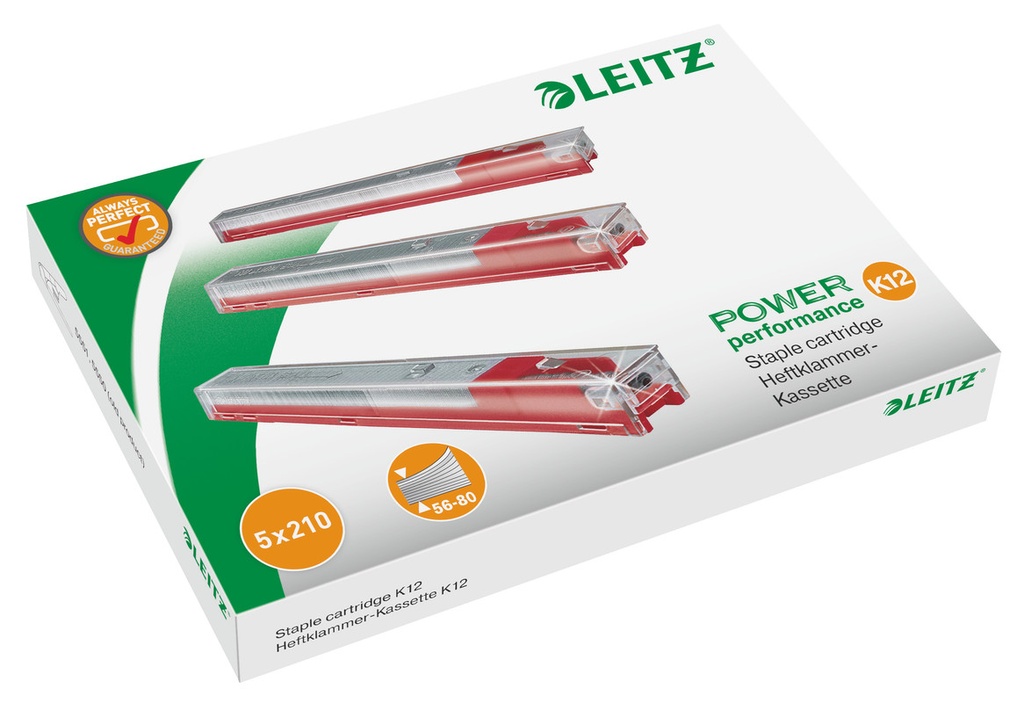 Nietcassette Leitz voor blokhechter 5551 K12 26/12 80 vel rood (5583000)