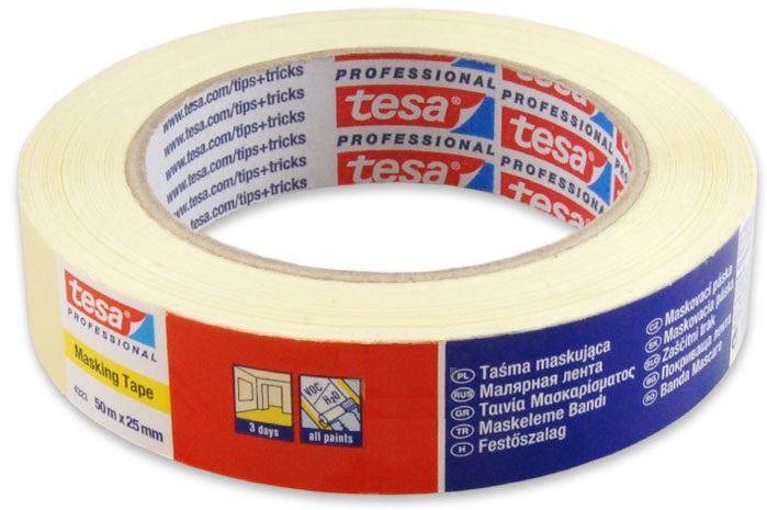 Afdekplakband Tesa krepp standard masking 25mm x 50m (432341)