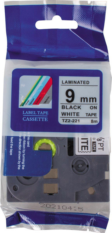 Compatibele tape Brother P-Touch TZE-221 9mm zwart op wit