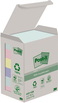 Memoblok Post-it recycled nature 38 x 51 mm 100 vellen assorti (6)