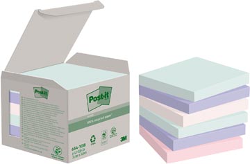 Memoblok Post-it recycled nature 76 x 76 mm 100 vellen assorti (6)