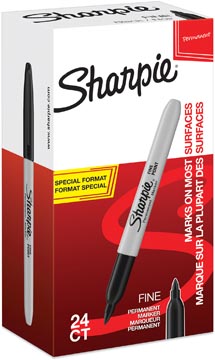 Permanent marker Sharpie fijne ronde punt 1mm zwart 20+4 gratis