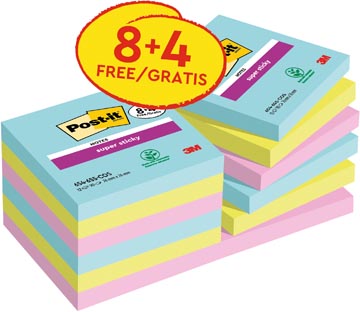 Memoblok Post-it Super Sticky Cosmic 76 x 76 mm 90 vel assorti (12)