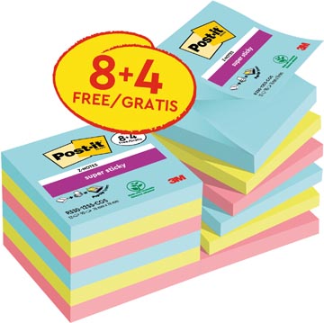 Memoblok Post-it Super Sticky Notes Carnival 76 x 76 mm 90 vel assorti (12)