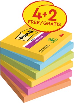 Memoblok Post-it Super Sticky Notes Carnival 76 x 76 mm 90 vel assorti (6)