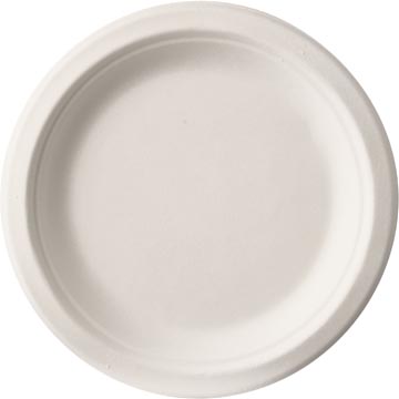 Rond Bord uit suikerriet diameter 15 cm Wit (50)