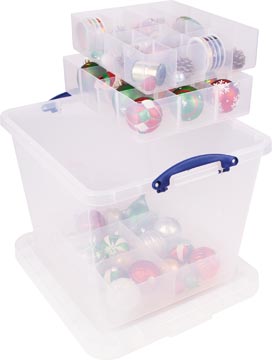 Opbergdoos met inzetbakje Really Useful Box 60l Transparant