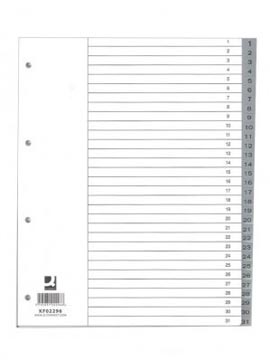 Numerieke Tabbladen met indexblad Q-Connect A4 PP 1-31 Grijs