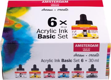 Acrylint 6X30ml ass basisset