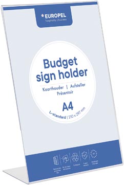 Folderhouder tafel Europel Budget A4 L-voet transparant