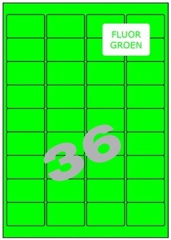 Etiket 36 etik/blad 48,3x29,7mm fluo groen (200)