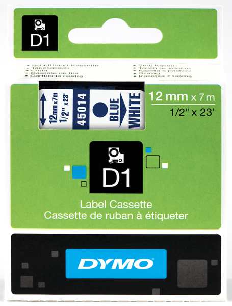 [DYM-S0720540] Dymo D1 tape 12mmx7m (blauw/wit)