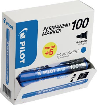 Permanent marker Pilot 100 ronde punt 1.0 mm voordeelpack 15+5 gratis