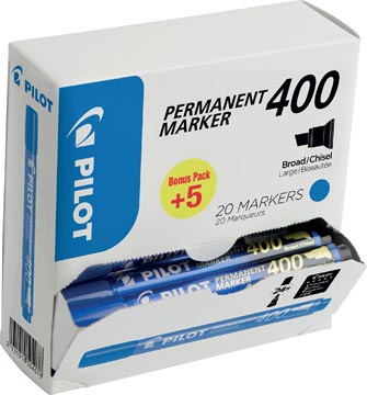 Permanent marker Pilot 400 beitelpunt 4.0 mm voordeelpack 15+5 gratis