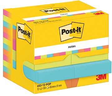 Memoblok Post-It Notes Poptimistic 38x51mm 100vel assorti (12)