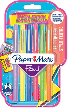 Viltstift Paper Mate Flair Retro medium punt 1mm assorti (6)