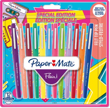 Viltstift Paper Mate Flair Retro medium punt 1mm assorti (12)