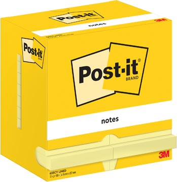 Memoblok Post-It Notes 76x127mm 100vel gelijnd geel (12)