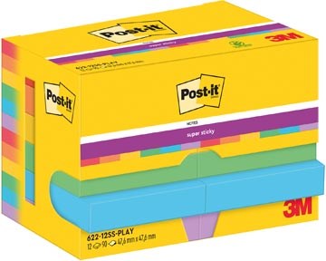 Memoblok Post-It Super Sticky Notes Playful 47,6x47,6mm 90vel assorti (12)