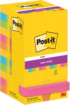 Memoblok Post-It Super Sticky Notes Carnival 76x76mm 90vel assorti (12)