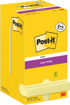 Memoblok Post-It Super Sticky Notes 76x127mm 90vel geel (12)