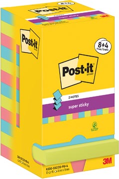 Z-Notes Post-It Super Sticky Cosmic 76x76mm 90vel assorti 8+4gratis (12)