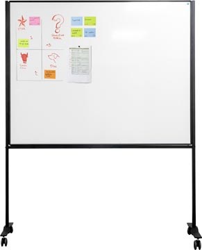 Whiteboard magnetisch Smit Visual emaille 120x150cm verrijdbaar