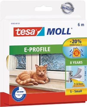 Tochtstrip Tesa Moll Classic E-profiel 6m zelfklevend wit