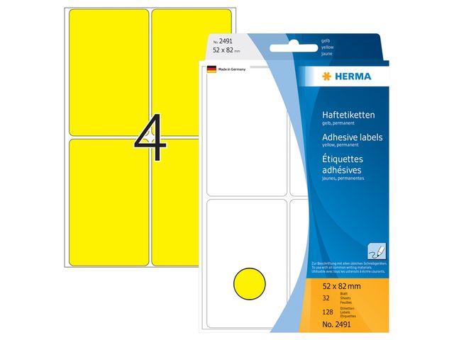 Etiket Herma 4 etik/bl 52x82mm geel (32)