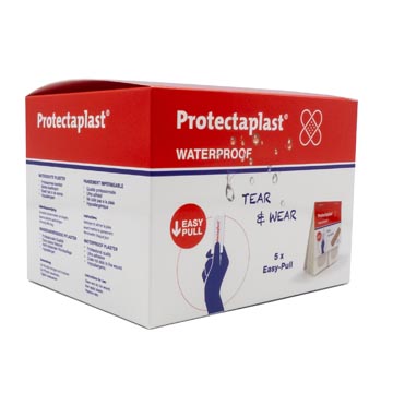 Pleister Protectaplast Tear & Wear Waterproof Easy-Pull 25x72mm huidskleur (5x40)