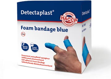 Schuimverband zelfklevend Detectaplast 6cmx4,5m op rol blauw