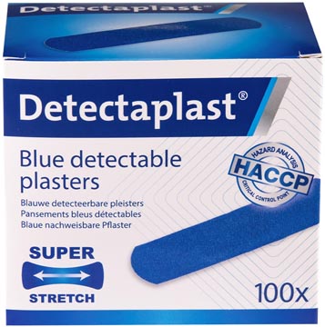 Textielpleister Detectaplast Elastic metaal detecteerbaar 19x72mm blauw (100)