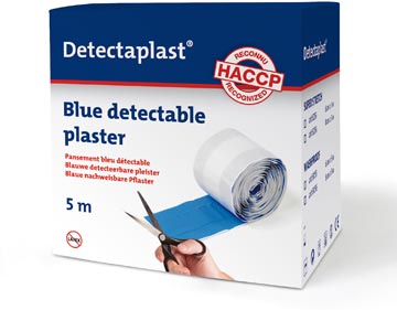 Textielpleister Detectaplast Elastic metaal detecteerbaar 6cmx5m op rol blauw