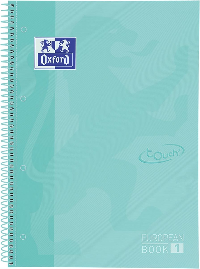 Spiraalschrift Oxford School Touch Europeanbook karton A4+ gelijnd 160blz pastel turkoois