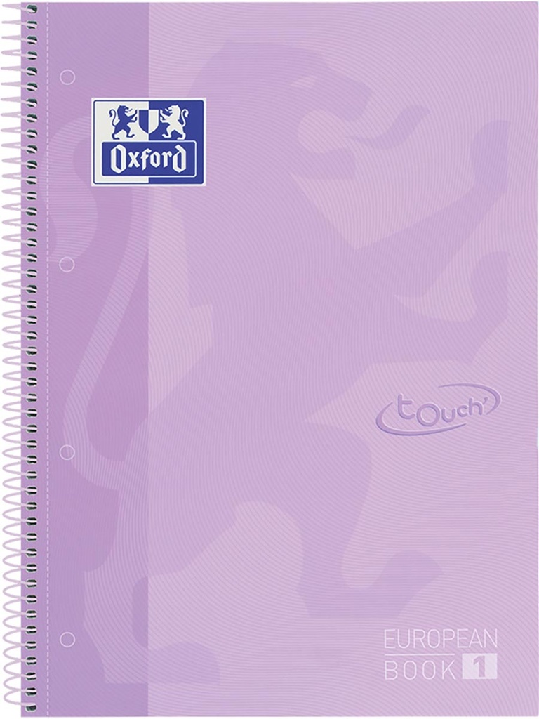 Spiraalschrift Oxford School Touch Europeanbook karton A4+ geruit 160blz pastel paars