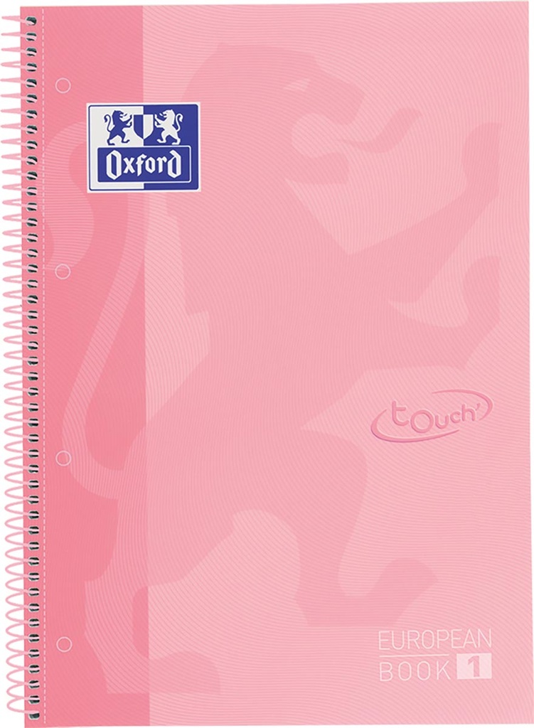 Spiraalschrift Oxford School Touch Europeanbook karton A4+ geruit 160blz pastel roze