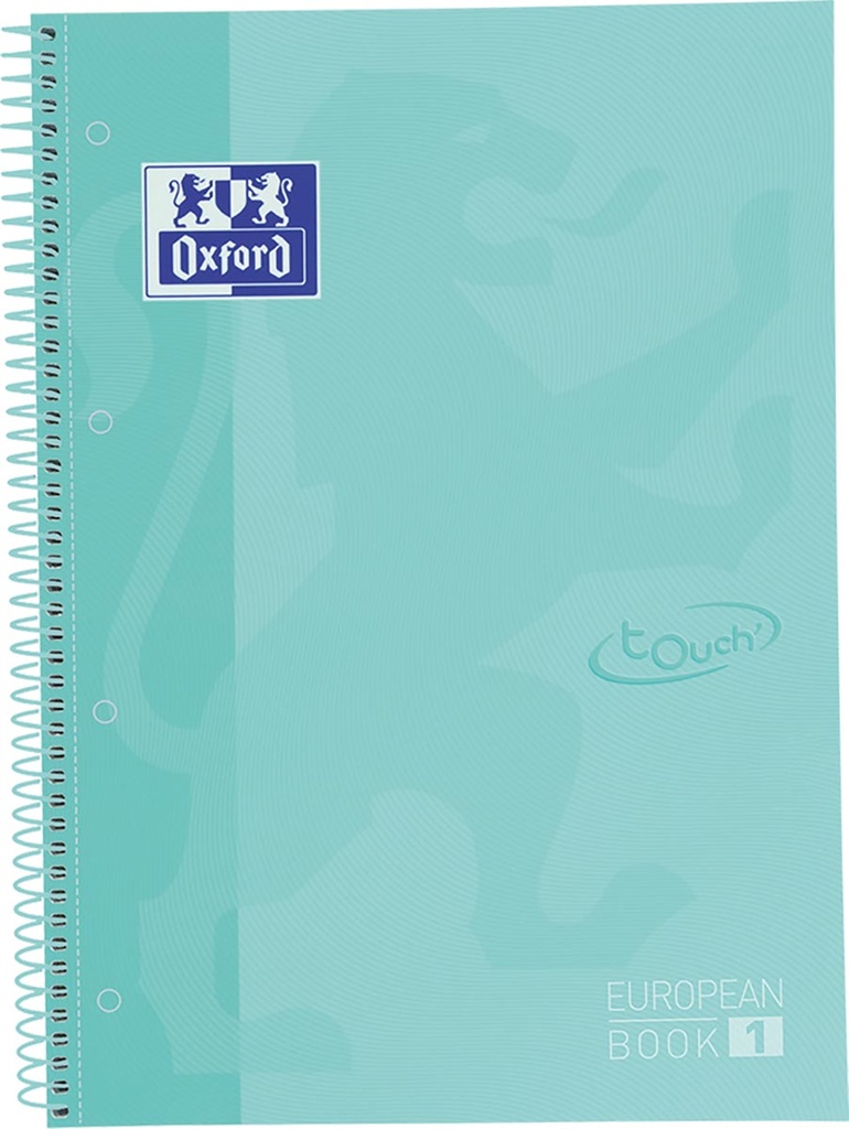 Spiraalschrift Oxford School Touch Europeanbook karton A4+ geruit 160blz pastel turkoois