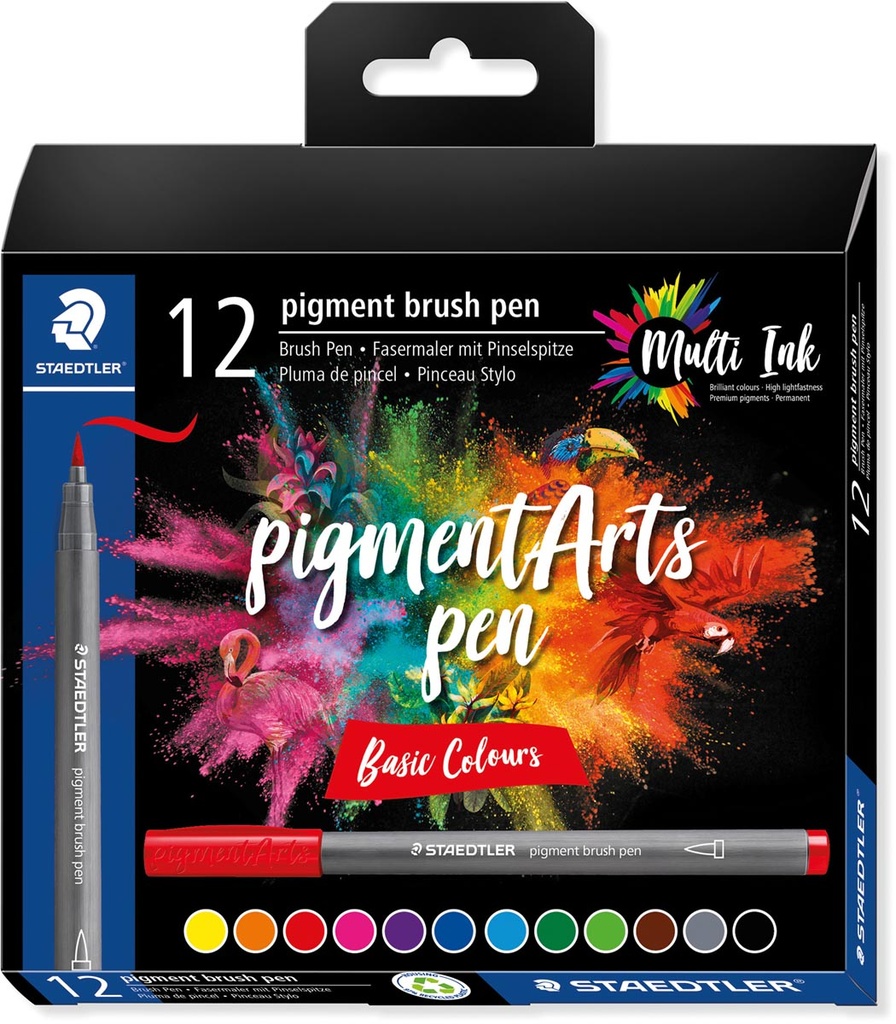 Brushpen Staedtler Pigment Arts Basic Colours assorti (12)