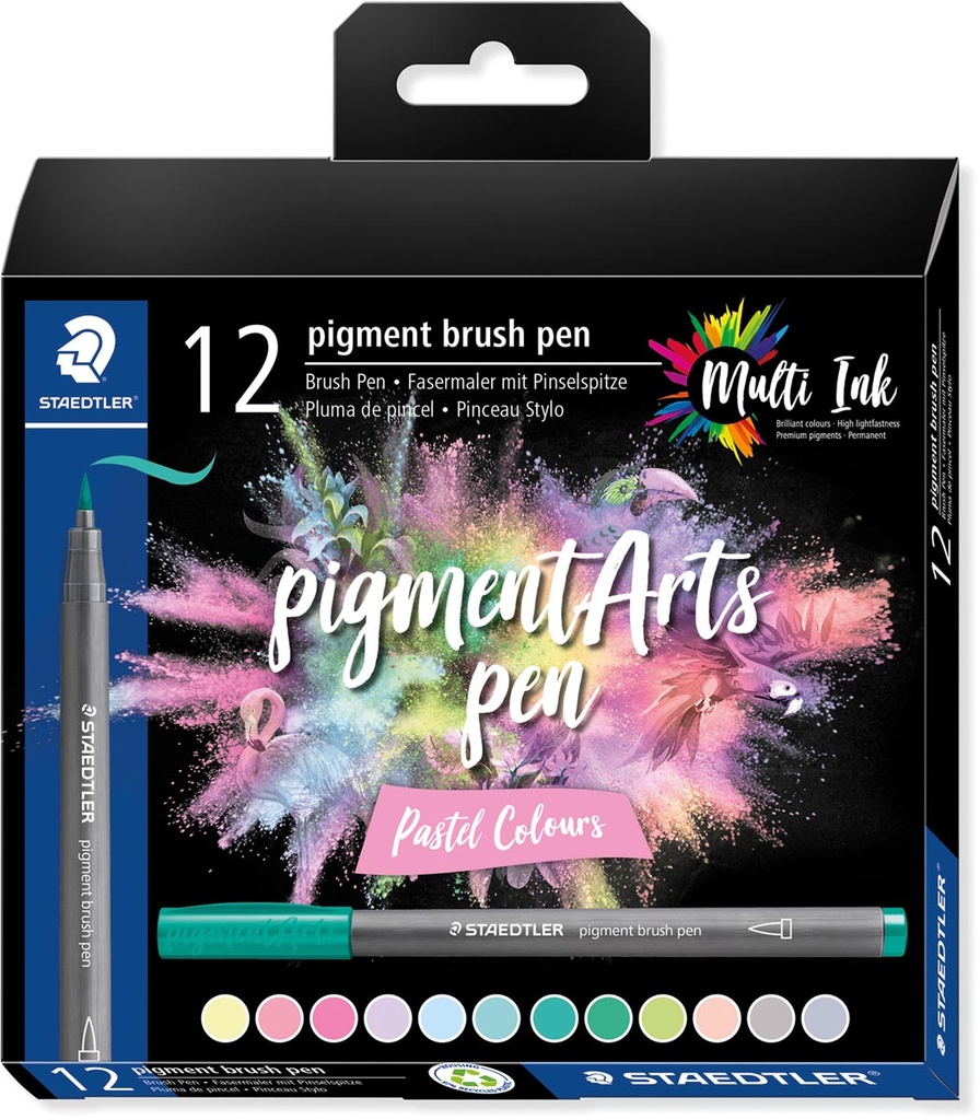 Brushpen Staedtler Pigment Arts Pastel Colours assorti (12)