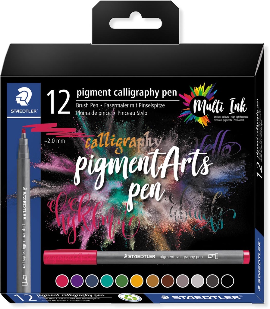 Brushpen Staedtler Pigment Arts Calligraphy assorti (12)