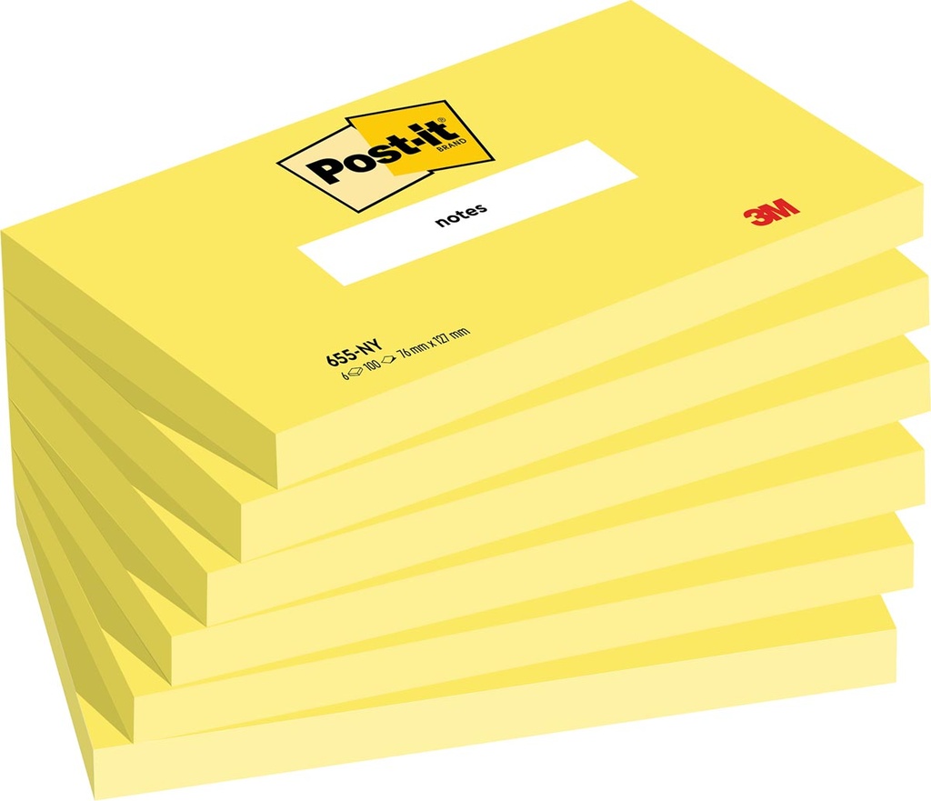 Memoblok Post-it Notes 76x127mm 100 vel neongeel (6)