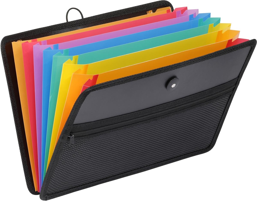 Voorordner Viquel Rainbow PP A4 35x24,5cm 8-vaks zwart met gekleurde binnenkant