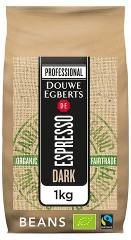 Koffiebonen Douwe Egberts Espresso Dark Roast bio & fairtrade pak van 1kg