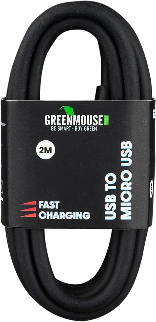 Kabel Greenmouse USB-A naar micro-USB lengte 2m zwart